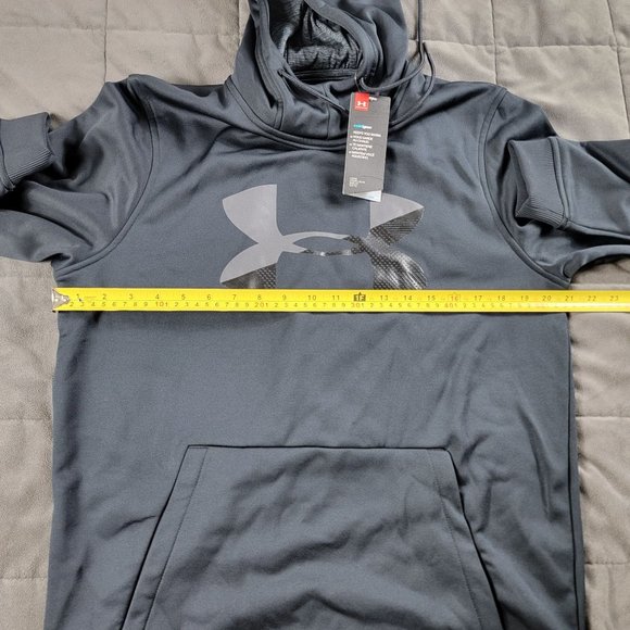 Under Armour Mens Medium Black Big Logo Hoodie Graphic Print Long Sleeve - Picture 6 of 9
